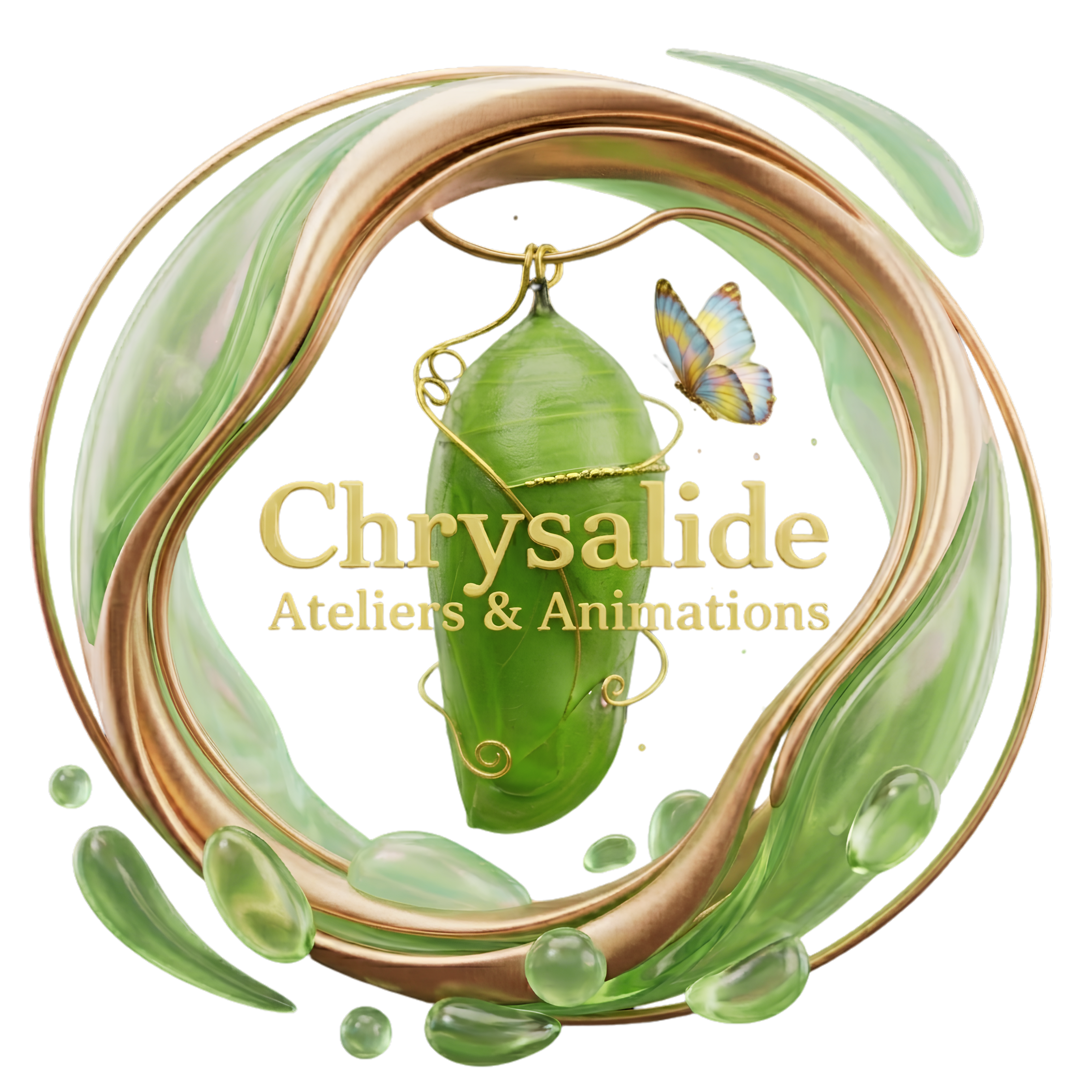 Logo Chrysalide — chrysalide dorée avec papillon